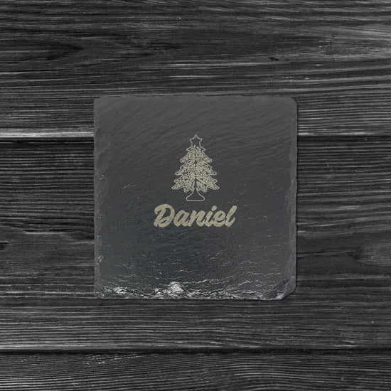 Engraved Slate Christmas Tree Coasters 3