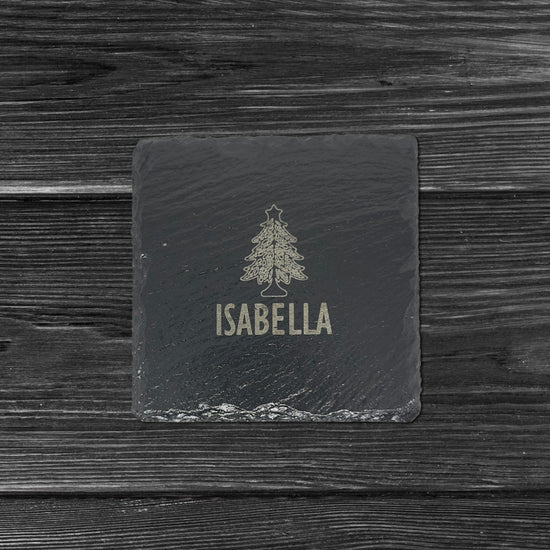 Engraved Slate Christmas Tree Coasters 3