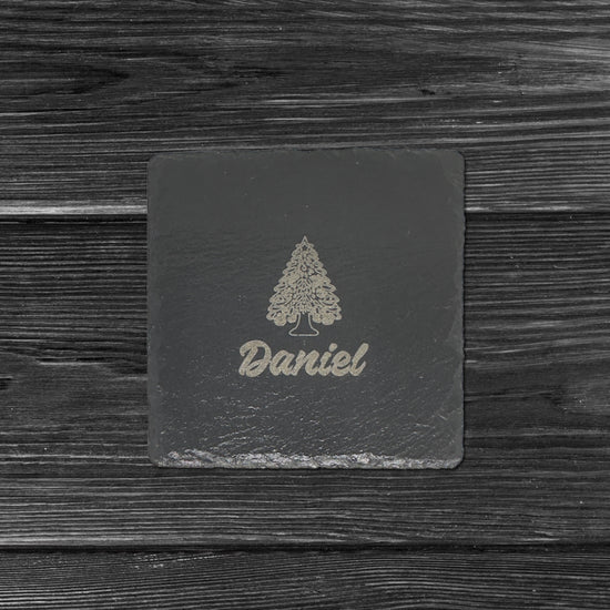 Engraved Slate Christmas Tree Coasters 2