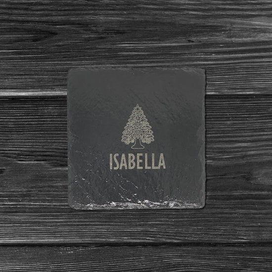 Engraved Slate Christmas Tree Coasters 2